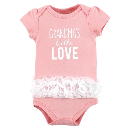 Hudson Baby Baby Girls Cotton Bodysuits 3-pack, Grandmas Love Tutu, 18-24 Months