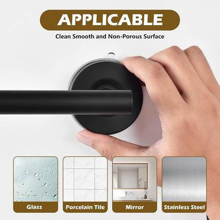 YOHOM Suction Cup Toilet Paper Holder No Drill Bathroom Tissue Holder with Strong Suction Removable Wall Mount Stainless Steel Paper Roll Holder for Kitchen Bath,Matte Black, 1 PCS