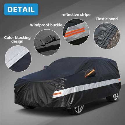 Holthly 10 Layers Car Cover Waterproof All Weather for SUV,100% Waterproof Outdoor Car Covers Rain Snow UV Dust Protection. Custom Fit for BMW X3, Audi Q5,Jeep Wranger,etc