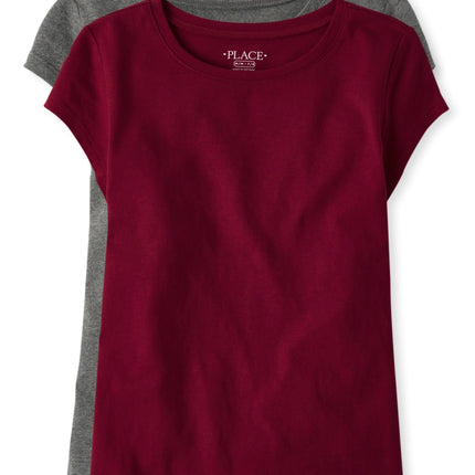 The Children's Place Girls Tee Shirt, Rubine/Dk Gr