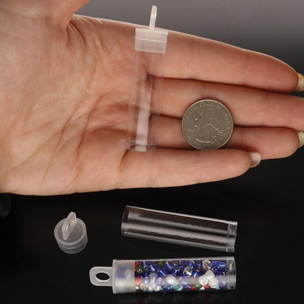 The Beadsmith Clear Plastic Tubes 2" Long 9/16" Diameter Caps for Hanging Friction Use for Beads, Bath Salts, Wedding Gifts and