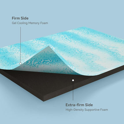 Erdoru Extra Firm Mattress Topper Twin Size 3 Inch, Pain Relieving Foam Bed Topper for Extra Support, Gel Memory Foam&High-Density Foam Mattress Pad, CertiPUR-US Certified