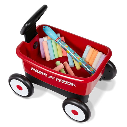 Radio Flyer Push & Pull Walker Wagon with Bubbles and Chalk, Red 2-in-1 Toy Walker Wagon for Toddlers,Wagon for 1-4 Years Old, Bubbles for 3+ Years Old