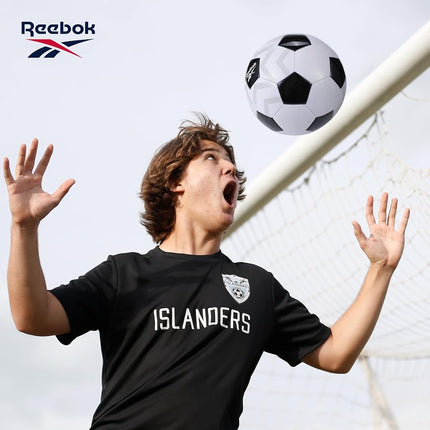 Reebok - Ballon de Foot Synthétique VR-1K, Polyvalent & Résistant (Blanc/Noir, Taille 5)