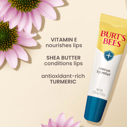 Burt's Bees Rescue Lip Relief with Shea Butter and Echinacea, 100% Natural Origin, 3 x 9.9 g, Moisturising, for All Skin Types