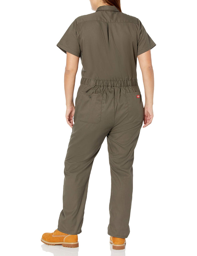 Dickies - Buzo de manga corta Flex para mujer, talla grande, color verde musgo, 1PS