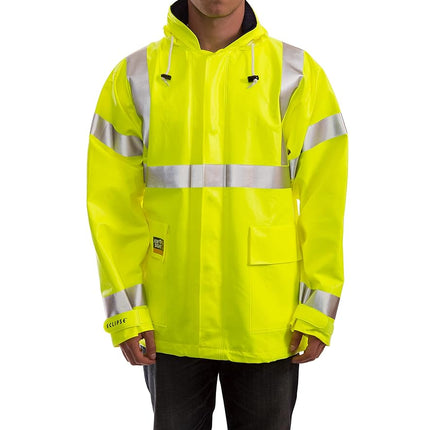 Eclipse J44122.2X ANSI 107 Class 3 High Vis Jacket with 2'' Silver Reflective Tape, Size 2X, Fluorescent Yellow/Green