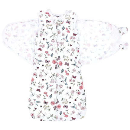 Hudson Baby Unisex Baby Convertible Swaddle Sleep Sack, Hummingbird Garden, 0-3 Months