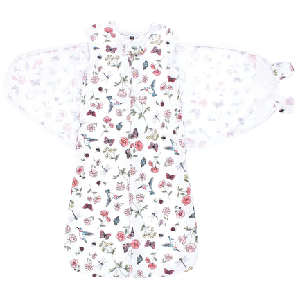 Hudson Baby Unisex Baby Convertible Swaddle Sleep Sack, Hummingbird Garden, 0-3 Months