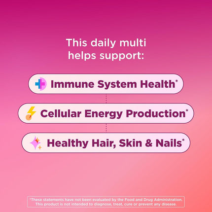 OLLY Women's Multivitamin Gummy, Vitamins A, D, C, E, Biotin, Folic Acid, Chewable Supplement, Berry Flavor, 65-Day Supply - 130 Count (Packaging May Vary)