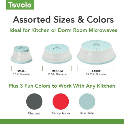 Tovolo Vented, Easy Grip, Collapsible Microwave Cover 10.5 inch Charcoal