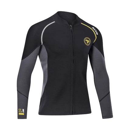 Wetsuit Top Men's 1.5mm Neoprene Wetsuits Jacket,Front Zipper Long Sleeves Diving Suit for Snorkeling,Swimming,Scuba Diving,Surfing (Black, 3XL)