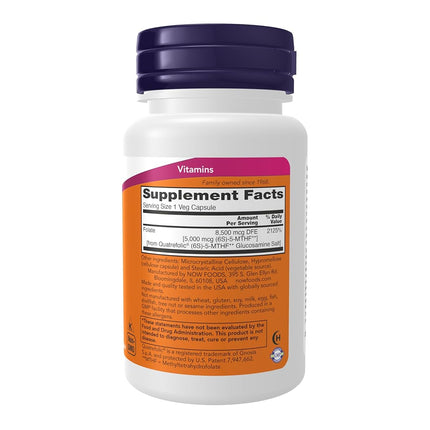 NOW Supplements, Methyl Folate 5000 mcg, Superior Bioavailability, 50 Veg Capsules