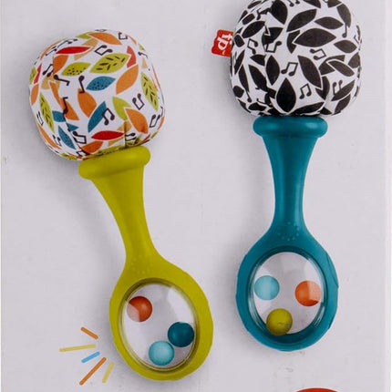 Fisher-Price Newborn Toys Rattle ‘n Rock Maracas, 2 Soft Musical Instruments for Developmental Play Babies Ages 3+ Months, Neutral Colors
