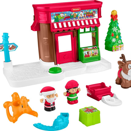 Fisher-Price Little People Toddler Toys Christmas Wonderland Toy Set with Santa Elf & Reindeer Figures for Ages 1+ Years