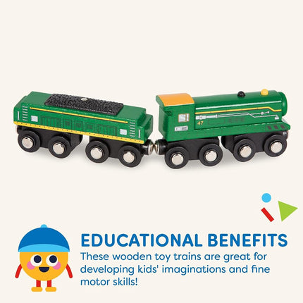 Battat Classic Trains Wooden Train Cars, Magnetic 6-Piece Set, Vehicles