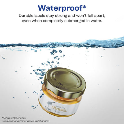 Avery Durable Waterproof Rectangle Labels, 11" x 4.25", 50 Oil and Tear-Resistant Waterproof Labels, Laser/Pigment-Based Inkjet Printable Labels