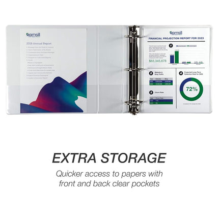 Samsill Durable Binder, Made in The USA, D Ring Binder, Customizable Clear View Binder, White, 2 Pack, Holds 625 Pages, 3 Inch