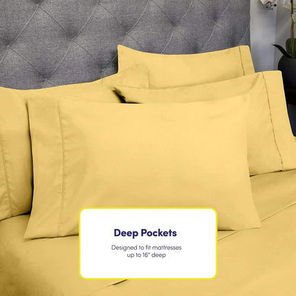 Sweet Home Collection Size Bed Sheets - 4 Piece 1500 Thread Count Fine Brushed Microfiber Deep Pocket Sheet Set Bedding - 2 Extra Pillow Cases, Great Value, Twin, Yellow