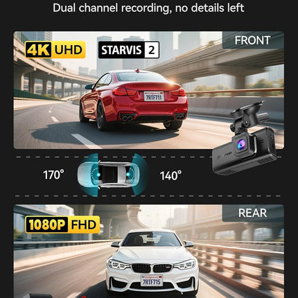 REDTIGER 4K STARVIS 2 Dashcam Front Rear, 5GHz WiFi 20MB/s, Free 128GB Card