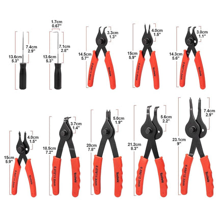 Toolwiz Snap Ring Pliers Set, 10 Pcs Internal & External Circlip Pliers