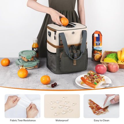 Maelstrom Lunch Box for Women, 20L Insulated Lunch Bag Men, Leakproof Double Deck Cooler Bag, Soft Lunch Cooler with Quick Access Flip-Top Lid