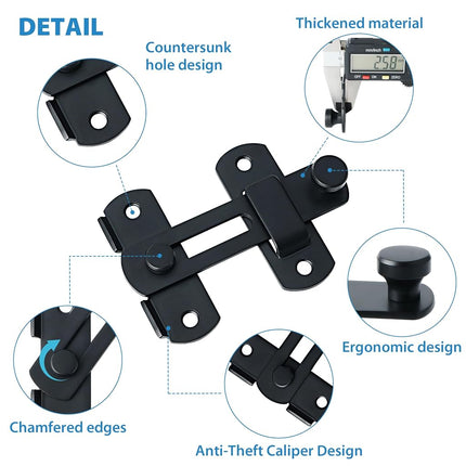 Alise 2Pcs Flip Latch Gate Latches, 4 inch Heavy Duty SUS304 Stainless Steel Gate Hardware,Safety Door Lock for Barn Wood Fence, Sliding French Doors. Matte Black MS9500B-2P