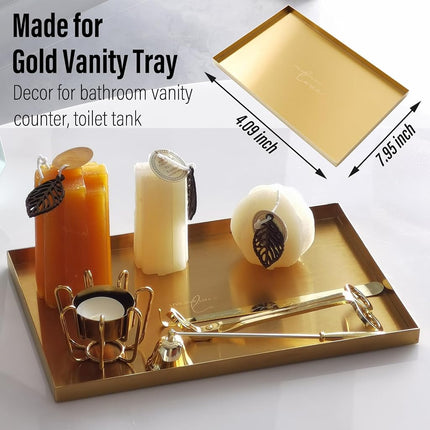 FREELOVE Stianless Steel Serving Vanity Tray - Gold Tray - Geometric (Gold 12, Rectangle 8'' by 12'')