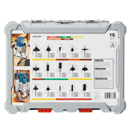 BOSCH (Universally Compatible Accessory) RBS015MBS 15 pc. Carbide-Tipped Wood Router Bit Set