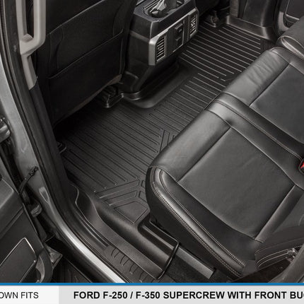 SMARTLINER SA0246/B0246 para F-250/F-350 Super Duty Crew Cab con asientos individuales en la 1.ª fila Alfombrillas Revestimiento Negro
