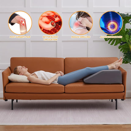 Bedluxe Leg Elevation Pillows, Leg Pillows for Sleeping, Cooling Gel Memory Foam Top, Wedge Pillow for Legs, Leg Wedges for Circulation, Swelling, After Surgery - Removable Cover (8 Inch, Dark Grey)