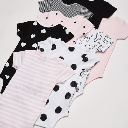 Gerber baby-girls 8-pack Short Sleeve Onesies Bodysuits, Pink Bunny, Preemie