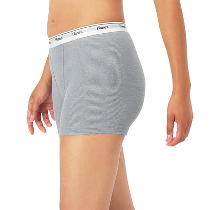 Hanes Women's Mid-Thigh Boxer Brief Pack, Stretch Cotton Underwear, 4-Pack, Fashion Color Mix, S (Pack of 4)