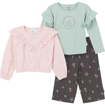 Gerber Baby Girls Toddler Girls' 3-piece (2 Tops and Pants) SetToddler Girls' 3-Piece (2 Tops and Pants) Set, Pink/Brown, 5T