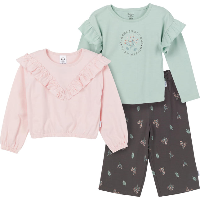 Gerber Baby Girls Toddler Girls' 3-piece (2 Tops a
