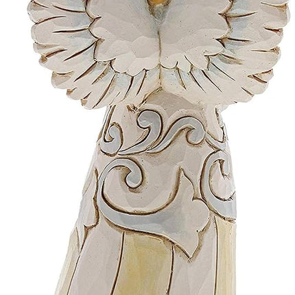 Enesco Jim Shore Heartwood Creek White Woodland Farmhouse Angel with Dog Figurine, 5.2 Inch, Multicolor