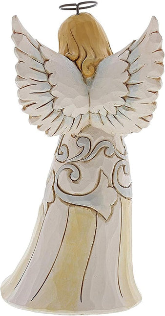Enesco Jim Shore Heartwood Creek White Woodland Farmhouse Angel with Dog Figurine, 5.2 Inch, Multicolor
