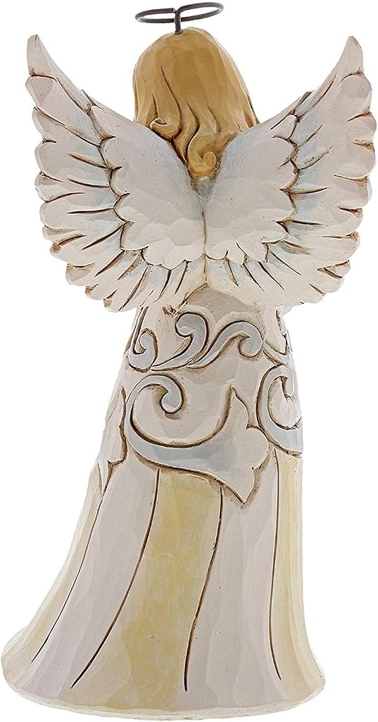 Enesco Jim Shore Heartwood Creek White Woodland Farmhouse Angel with Dog Figurine, 5.2 Inch, Multicolor
