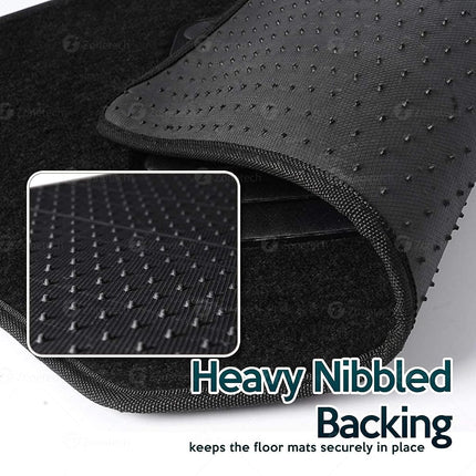 Alfombrillas ZONETECH para coche de alfombra para todo tipo de clima - Juego de 4 alfombrillas de alfombra negras para coche más almohadilla de vinilo para el talón