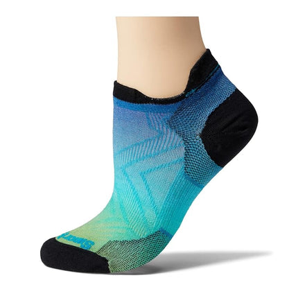 Smartwool Womens Run Zero Cushion Ombre Print Low Ankle Socks, CAPRI, S EU