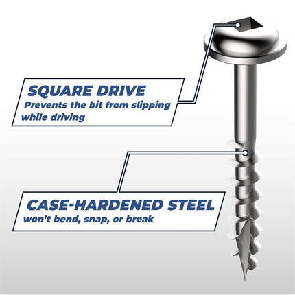 Kreg SML-C125S5-100 Stainless Steel Pocket-Hole Screws, 1 1/4 Inch, #8 Coarse Thread, Maxi-Loc Head, (100 Count)