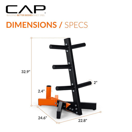 Cap Barbell Olympic Plate Tree Storage Rack for Weights and Bar, Orange