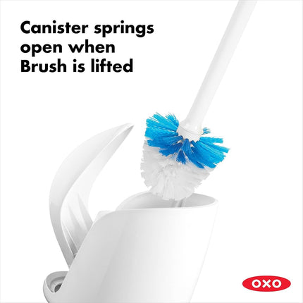 OXO 1281600 Good Grips Compact Toilet Brush & Canister-White, Inoxidable, 6" x 4-3/4" x 17-1/4" H