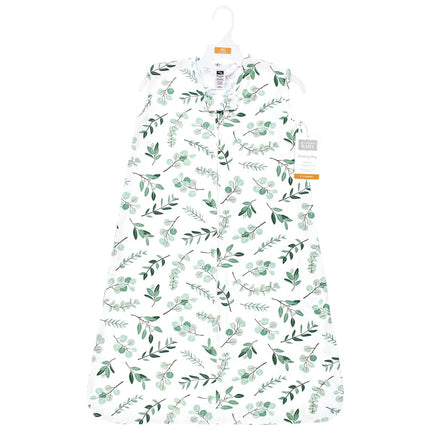 Hudson Baby Unisex Baby Cotton Sleeveless Wearable Sleeping Bag, Sack, Blanket, Eucalyptus, 6-12 Months