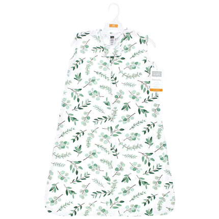 Hudson Baby Unisex Baby Cotton Sleeveless Wearable Sleeping Bag, Sack, Blanket, Eucalyptus, 6-12 Months