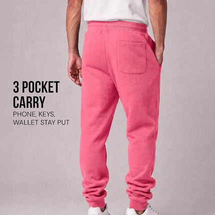 Southpole Men's 1570 Basic Active Fleece Jogger Sweatpants, Deep Pink, X-Large