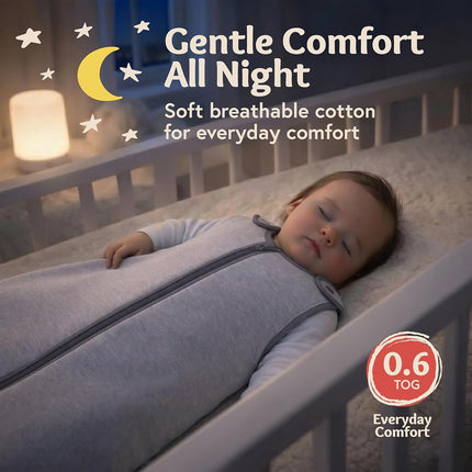 Baby Deedee 100% Cotton Sleeping Sack, Baby Sleeping Bag Wearable Blanket, Sleep Nest Lite, Infant and Toddler, Gray Navy, Large (18-36 Months)