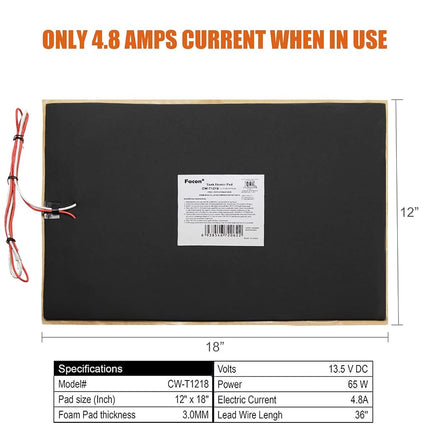 Facon 12" x 18"12V RV Tank Heater Pad with Thermostat - 2Pack, Prevents Freezing for 50 Gallons Fresh/Grey/Black Holding Water Tanks, QAI Certified
