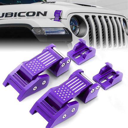 Purple U.S. Flag Aluminum Hood Latches Compatible 