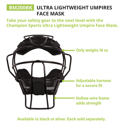 Champion Sports BM200BK Mascarilla de árbitro ligera, negra
